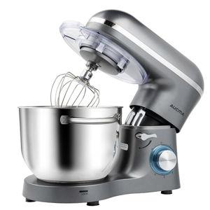 Aucma Stand Mixer,6.5-QT 660W 6-Speed Tilt-Head Food Mixer, Kitchen Electric Mixer with Dough Hook, Wire Whip & Beater (6.5QT, Silver)
