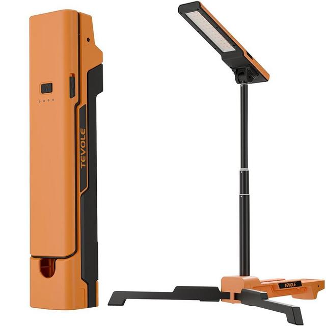 LED Work Light with Stand Foldable Tripod Lighting 1500LM Adjustable Stand for Construction, Outdoor, DIY Camping, Gift for Man Fathers Day, IP54 Waterproof, Rechargeable Battery with Type-C Charging