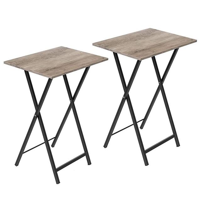 HOOBRO TV Trays Set of 2, Folding TV Tables, Snack Tables for Eating at Couch, Laptop Table for Small Space, Stable Metal Frame, Easy Assembly and Storage, Greige and Black BG25BZ01