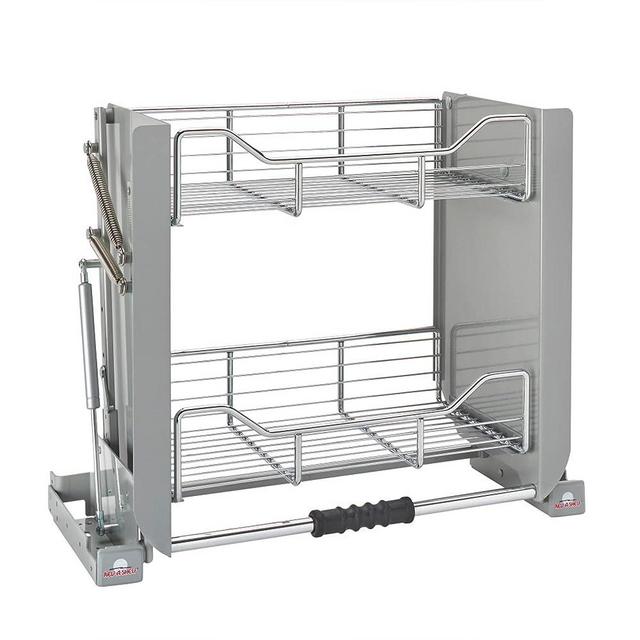 Rev-A-Shelf 5PD-36CRN 36-Inch Convenient Heavy-Duty 2-Tier Mounted Wall Inside Tall Cabinet Door Locking Pull-Down Shelving System, Chrome Finish