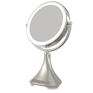 iHome® 1X/7X Portable Double-Sided 9-Inch Vanity Mirror with Bluetooth® Speaker