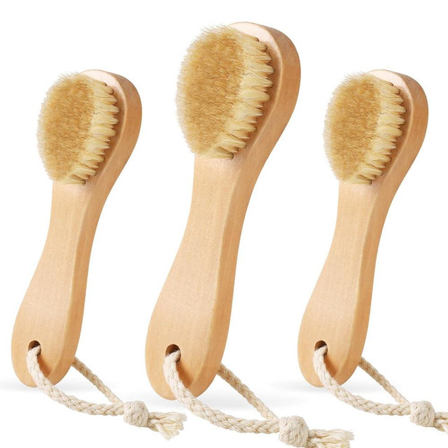 ZJoey 3 Pcs Wood Laundry Stain Brush Stain Remover Brushes with Boar Bristle Small Stain Brush for Clothes for Scrubbing Stains from Furniture Fabric Leather(3 Pcs A)