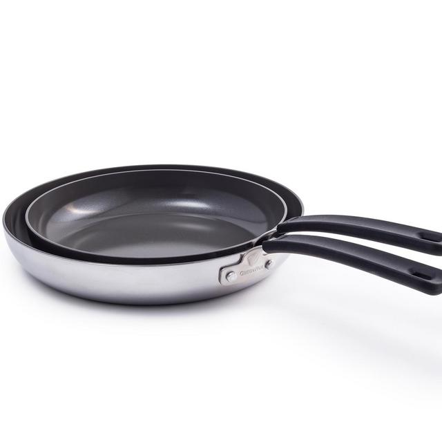 Levels Stainless Steel Stackable Ceramic Nonstick Fry Pan Set, 10-Inch & 12-Inch