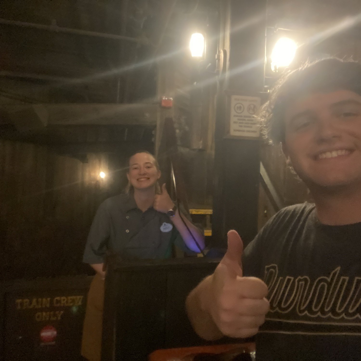 Alex found someone he knows on Big Thunder Mountain Railroad at Disney World.