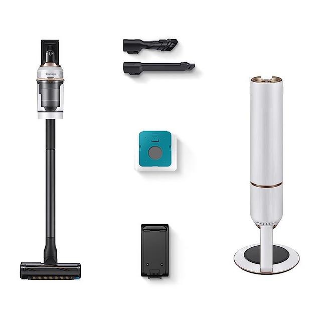 SAMSUNG BESPOKE Jet Cordless Stick Vacuum Cleaner w/ Clean Station, Powerful Multi-Surface Floor Cleaning for Carpet, Hardwood, Tile, 5-Layer Filter, Lightweight, VS20A9500AW/AA, 2023, Misty White