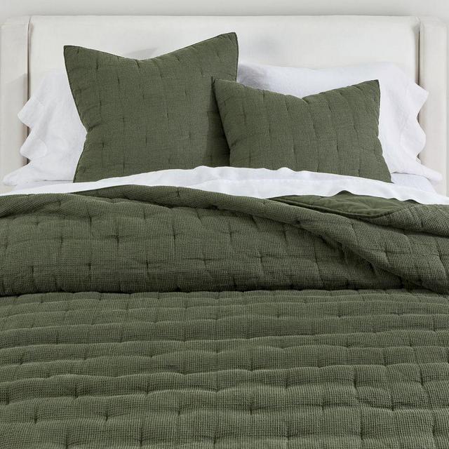 European Flax Linen Waffle Quilt, Cypress, King/Cal. King