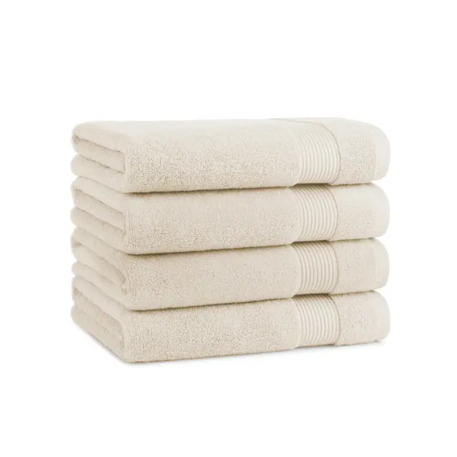 Host & Home Soft & Absorbent 100% Cotton Luxury Bath Towels , 27x54, Quick-Drying, Dobby Border, Ivory