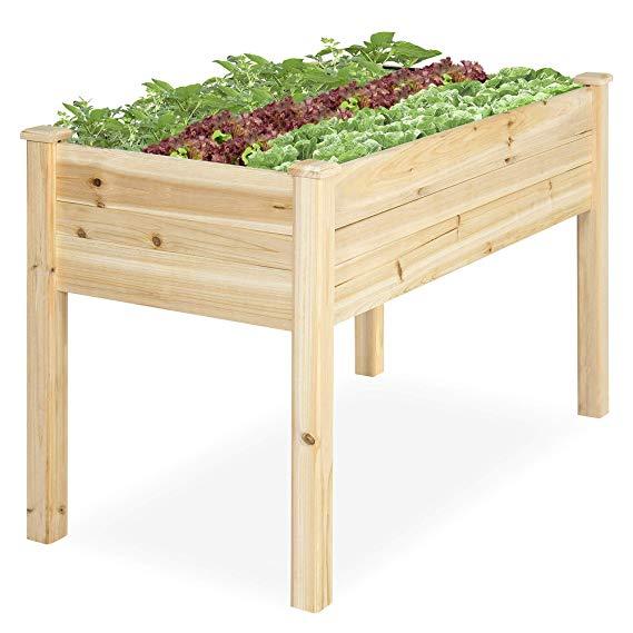 Best Choice Products 46x22x30in Raised Wood Planter Garden Bed Box Stand for Backyard, Patio - Natural