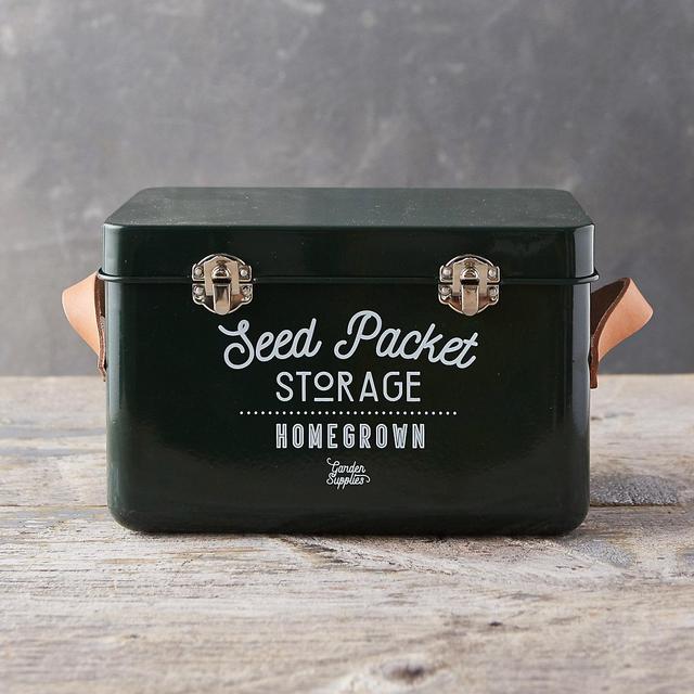 Steel Seed Storage Tin - White