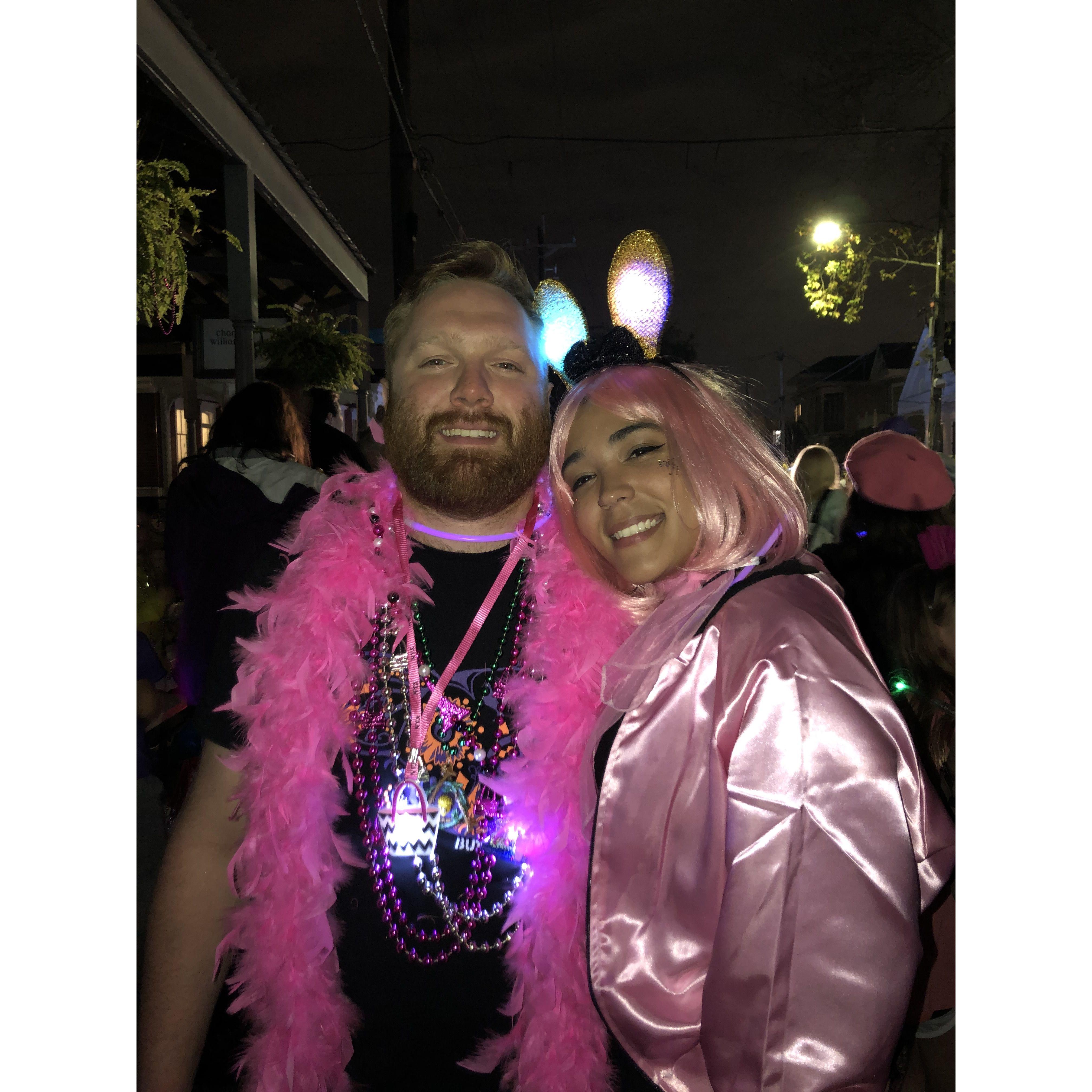 Our first Mardi Gras as a couple. We caught 5 Nyx purses this year... a rare feat.