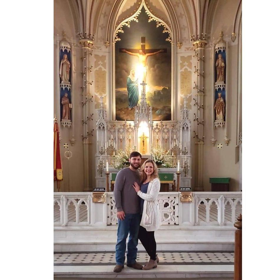 The day he proposed to me in this gorgeous cathedral in Natchez, MS! Do you see the light above the alter? That wasn't there before the picture was snapped. Goosebumps! God is so good. Always.