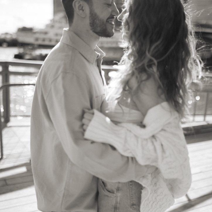 Engagement shoot in South Street Seaport, March 2022