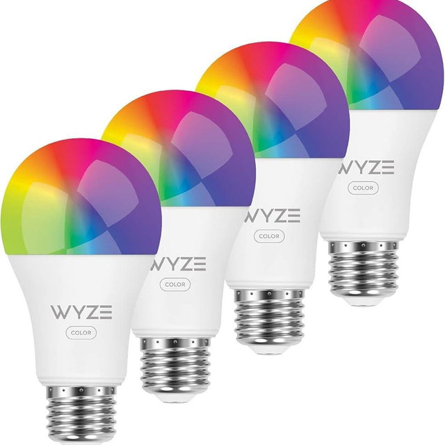 Wyze Lifestyle Bulb Color, 1100LM Wi-Fi A19 Smart Bulb, 16 Million Colors & Tunable White, Works with Alexa and Google Assistant, 75W Equivalent, Dimmable, Timer, CRI>90, E26, No Hub Required, 4-Pack
