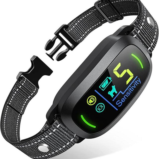 FAFAFROG Dog Bark Collar for Large Medium Small Dogs, Rechargeable Smart Bark Collar, Anti Barking Training Collar with 5 Adjustable Sensitivity Beep Vibration (Black)