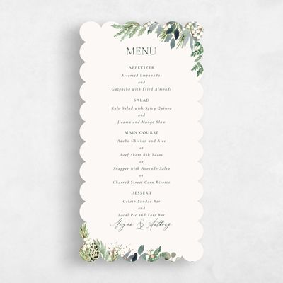Green Scalloped Wedding Menu - Winslow