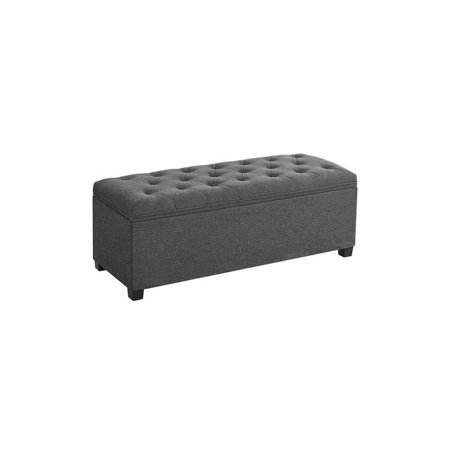 SONGMICS 15.7 x 43.3 x 15.7 Inches Storage Ottoman Bench Hold up to 660lbs Bedroom Ottoman Bench Dark Gray