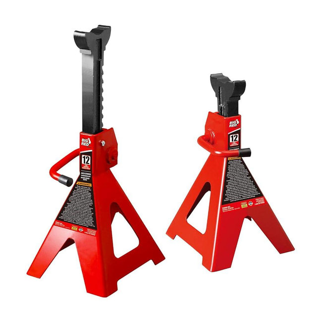 Big RED 12 Ton Jack Stands with Lock Adjustable Height to 28.15'', Fit for Cars, SUVs, and Most Automobiles, Red, 2 Pack