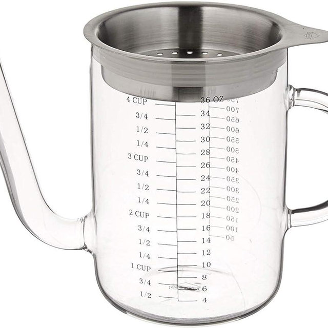 Küchenprofi Glass/Stainless Steel Gravy Separator, 4 cup, Clear