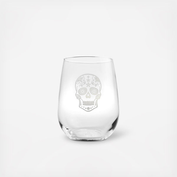 Rolf Glass Sugar Skull Whiskey Decanter and Rocks Glasses - Thumbnail 2