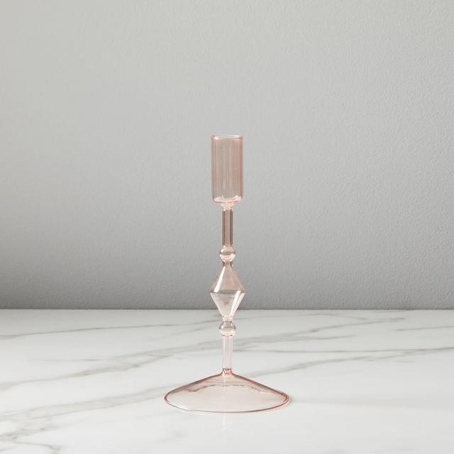 Paradiso Glass Taper Holder, Blush, Medium