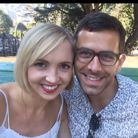 Alamo Square Park in San Francisco.  You can tell by JE's hair that it was a few years ago...