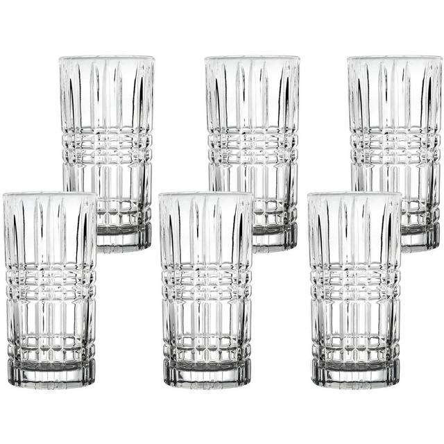 12 Ounce Tall Drinking Glass-Textured Cut Glass, Set of 6