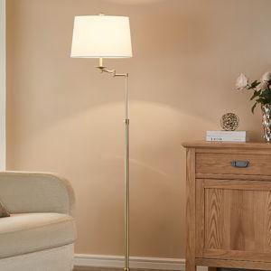 KAWOTI 64.5-in Gold Swing-arm Floor Lamp with Linen Shade