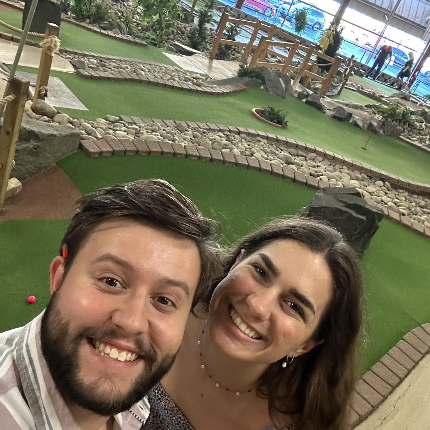 We celebrated two years with Greek food and mini golf. (Gracie won!)