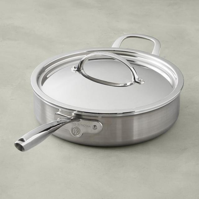 Williams Sonoma Signature Thermo-Clad™ Brushed Stainless-Steel Saute pan, 4 1/2-Qt.