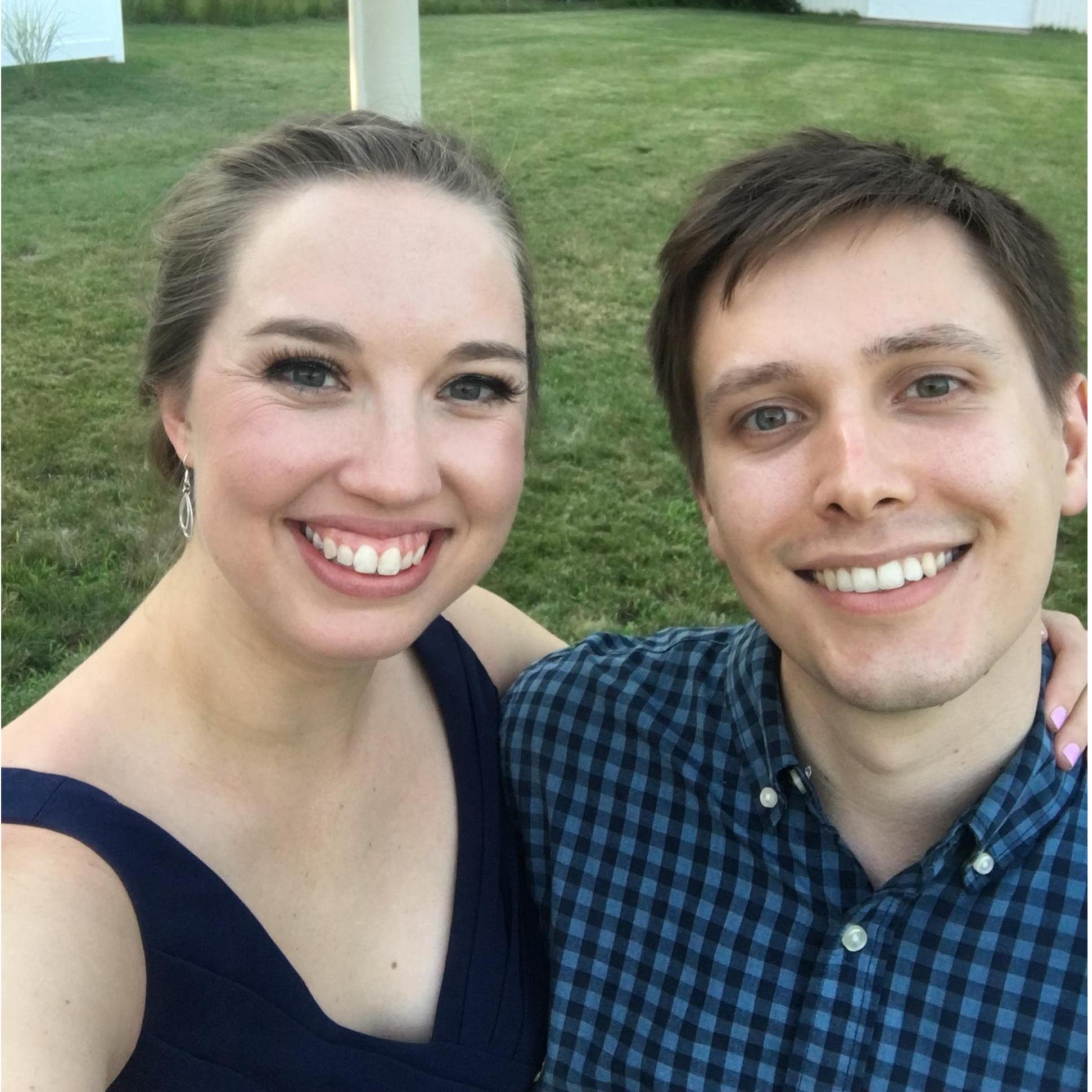 All smiles at Kate and Vince's wedding in July 2017
