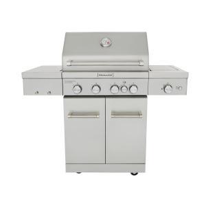 4-Burner Propane Gas Grill in Stainless Steel with Ceramic Searing Side  Burner and Rotisserie Burner