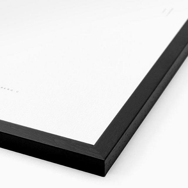 Thin solid Oak Frame in black with glass - The Poster Club