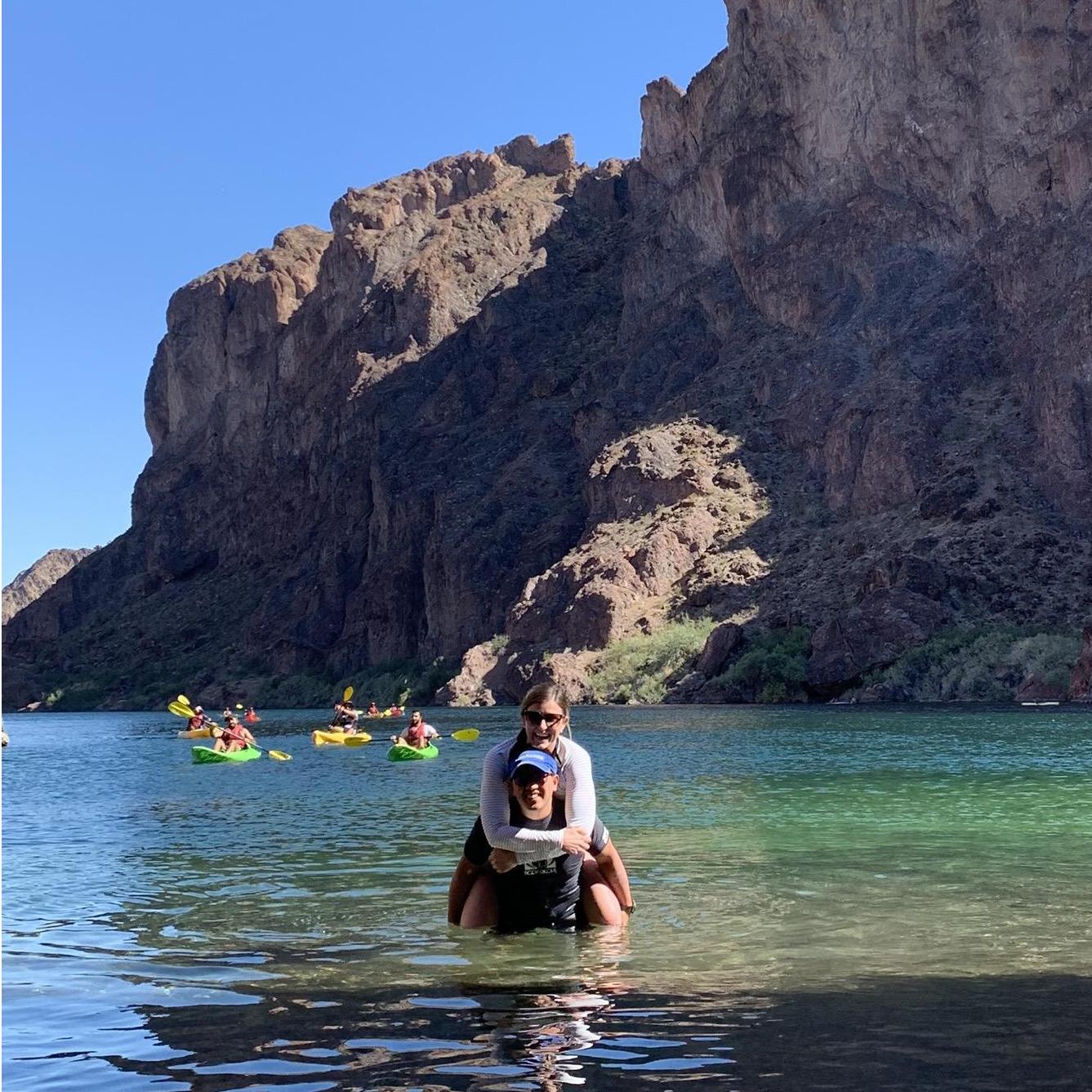 Two seconds before he threw me into the Colorado River. Dan's a funny guy.