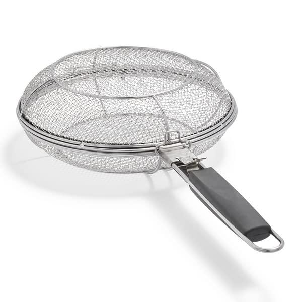 Sur La Table Stainless Steel 2-in-1 Mesh Pan with Removable Handle, Silver