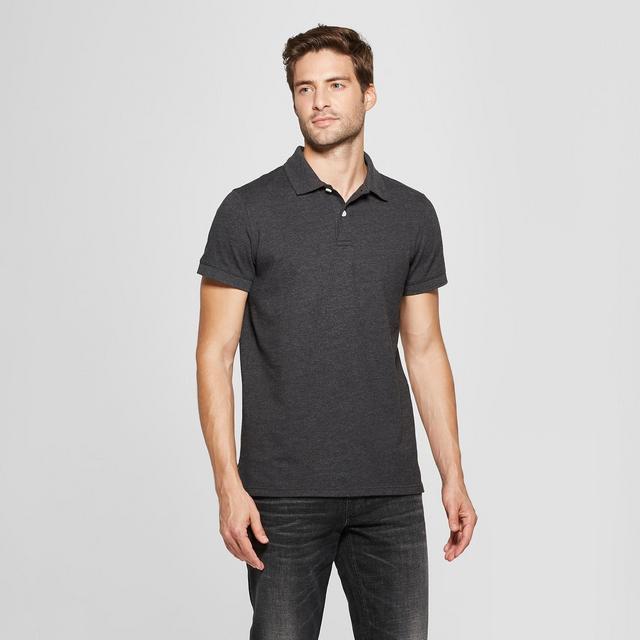 Men's Standard Fit Short Sleeve Collared Loring Polo T-Shirt - Goodfellow & Co™ Railroad Gray M