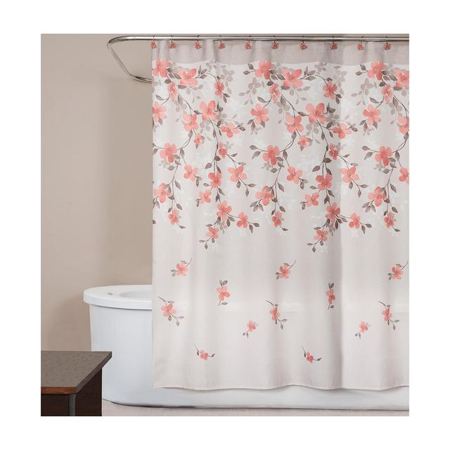 Saturday Knight Coral Garden Textured Floral-Print 70" x 72" Shower Curtain