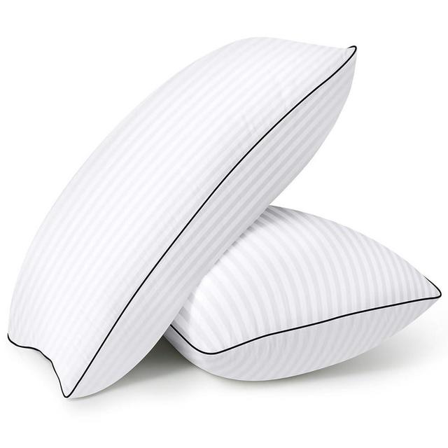HYLEORY Bed Pillows Queen Size Set of 2, Soft and Supportive with Down Alternative Microfiber Filled Pillows for Stomach or Side Sleepers, Hotel Collection, Cooling Supportive Pillow White