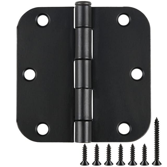 Rounded Door Hinges 3-1/2" x 3.5 Inch, 5/8 Radius, Matte Black 3 ½" 36 Pack No Squeak,Interior Hinge for Doors Office Bed Room,Outdoor Window,Constructition Iron Hardware for House Home Flat