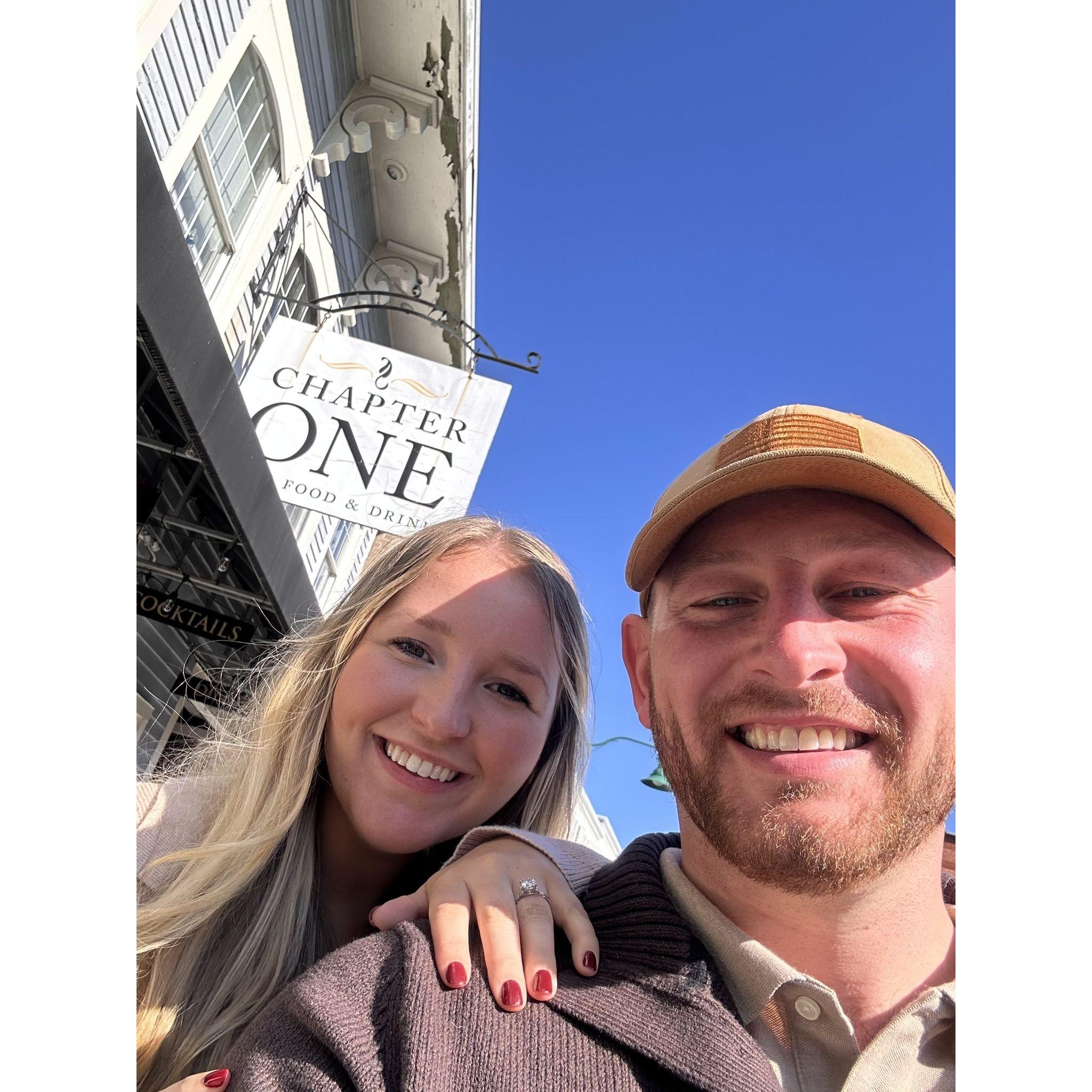 After we got engaged, we went back to where we had our first date - at Chapter One!