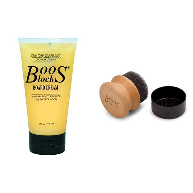 John Boos Block BWCB Butcher Block Board Cream, 5 Ounce & Butcher Block Oil & Cream Applicator, 1 count, Beechwood