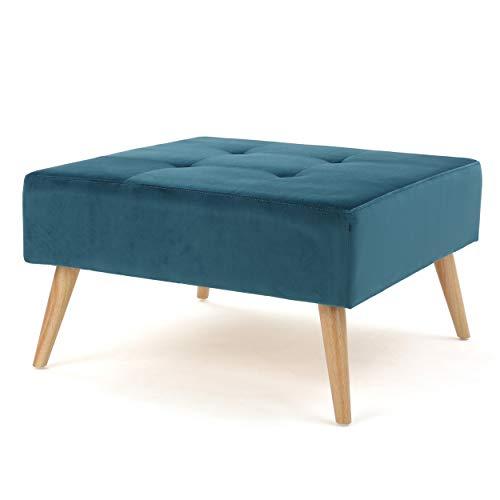 Christopher Knight Home Living Coastwood Mid Century Fusion New Velvet Ottoman, Dark Teal