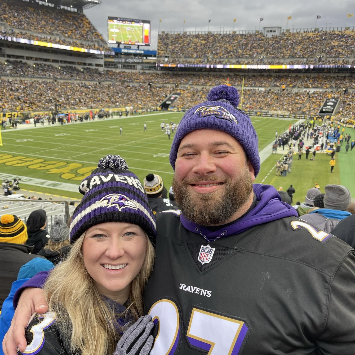 Brian's goal is to see a game in every NFL stadium. We traveled to Pittsburg for a Raven's vs Steelers game for Brian's birthday this year.