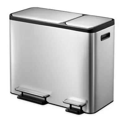 Eko® Eco-Casa Stainless Steel 45-Liter Step Trash and Recycle Can