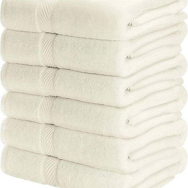 Utopia Towels [6 Pack Bath Towel Set, 100% Ring Spun Cotton (24 x 48 Inches) Medium Lightweight and Highly Absorbent Quick Drying Towels, Premium Towels for Hotel, Spa and Bathroom (Ivory)