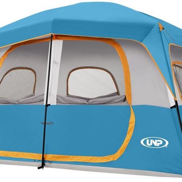 UNP 2/4/6/8 Person Tent, Portable Cabin Tent, Camping Tent 4-Person Easy Set Up, Waterproof with Top Rainfly for Outdoor Camping/Hiking