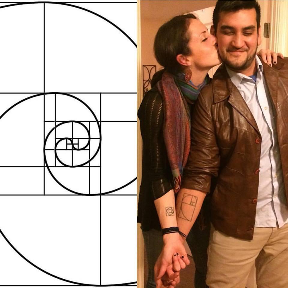 This photo of us showing off our math tattoos was taken right before we went out to Chez Panisse to celebrate our 3-year "Fibiversary" on 11/23/15.