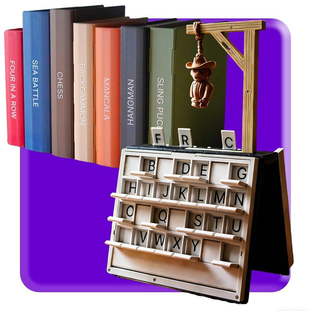 Playbook Board Game,3D Printed Hangman Game,Playbook'd Portable Books Design Board Games for Family Party,Travel Games (Hangman Game)