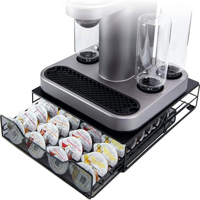 WIWIWISAM Metal Pod Holder for Bartesian, 36 Pods Capacity, Modern Design Storage Drawer, Black