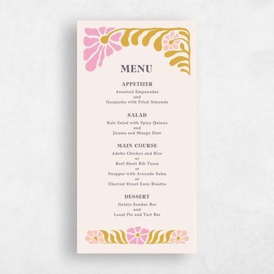 Beige Summer Wedding Menu - Bellefleur