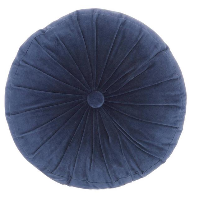 16" Mina Victory Life Styles Round Ruched Velvet Throw Pillow Navy - Nourison